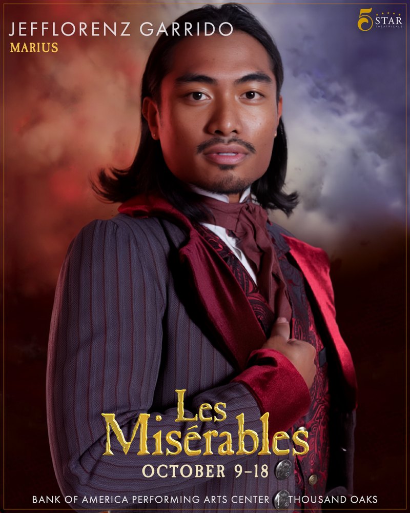 Les Misérables character portrait: Jefflorenz Garrido as Marius
